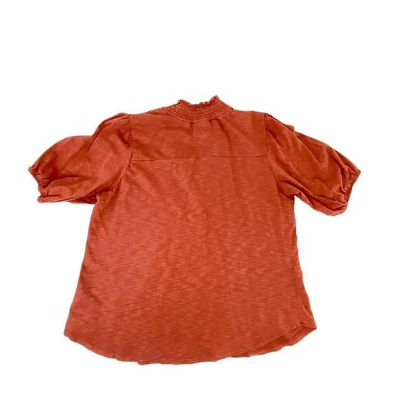 KNOX Rose Womens Henley Blouse Orange Short Sleeve V-Neck Button Up Size L - Picture 3 of 11